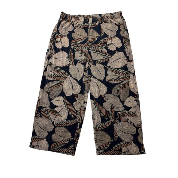 Vintage Chicos Leaf Print Sleeveless Tank 2 piece Top & Pants Set Size L - Picture 9 of 12